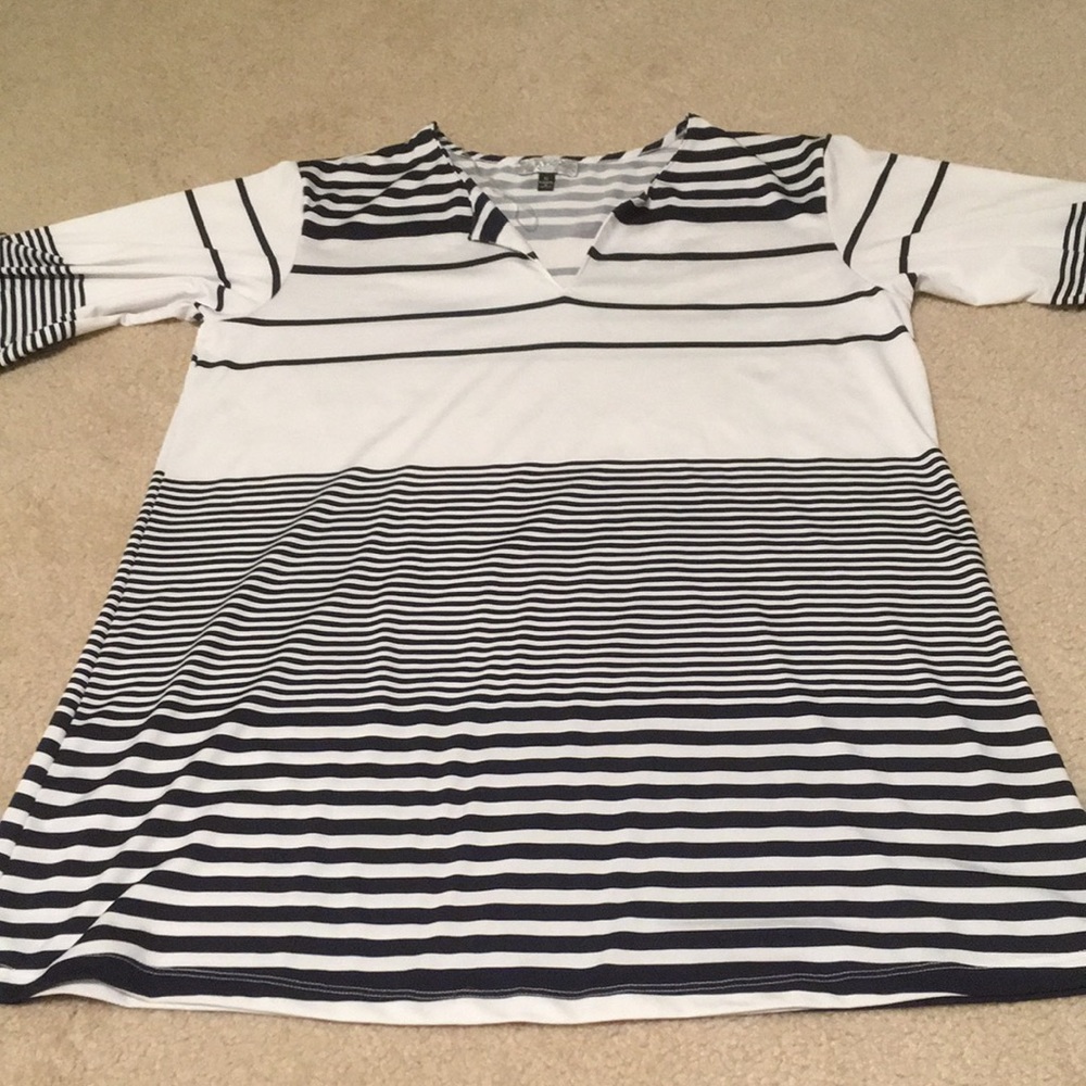 Navy and white striped cover up